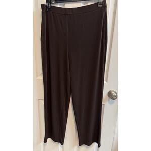 Susan Graver Large Liquid Knit Dk Brown Pull On Pants Pockets Stretch Preowned